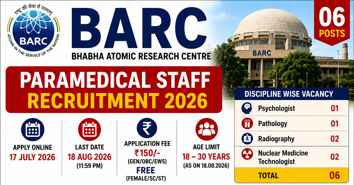 BARC Paramedical Staff Recruitment 2026