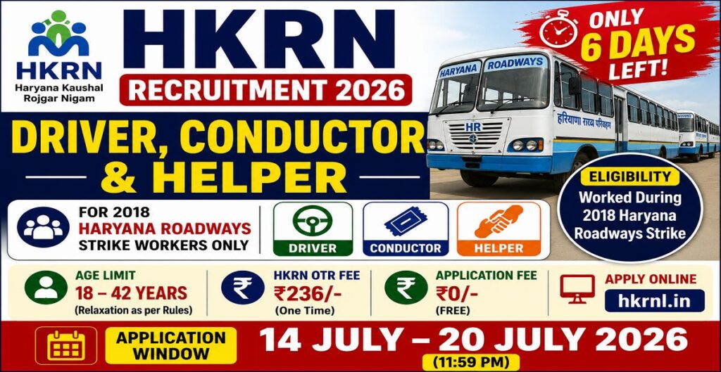HKRN Driver Conductor Helper Recruitment 2026