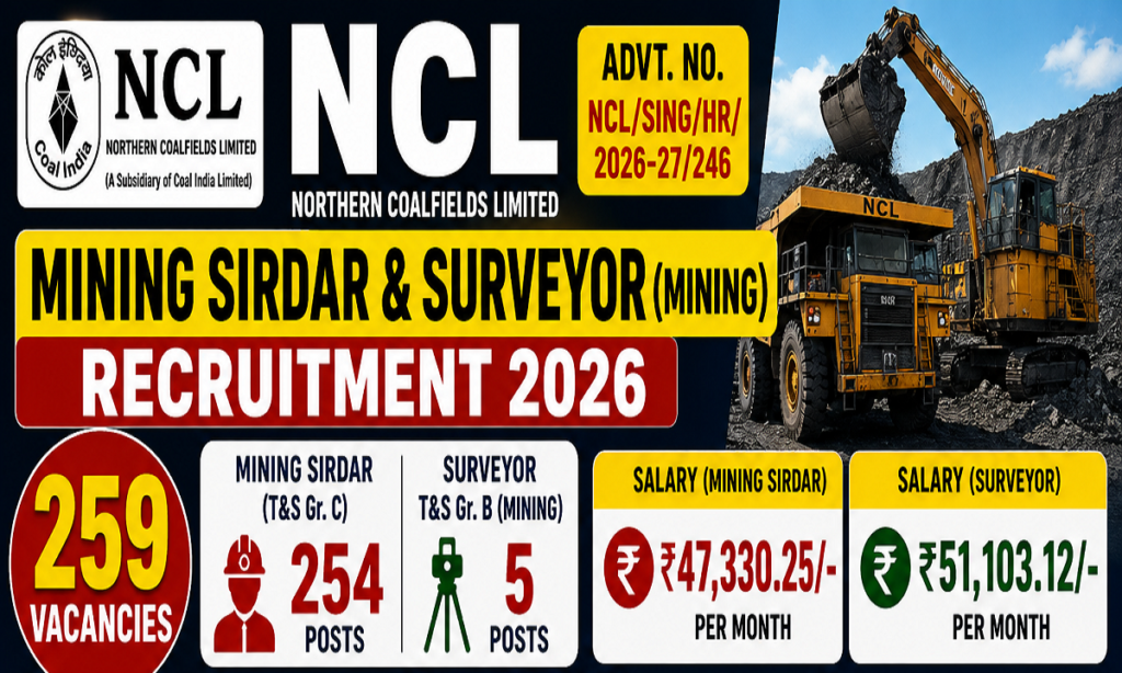 NCL Mining Sirdar Surveyor Recruitment 2026