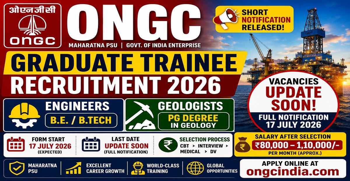 ONGC Graduate Trainee Recruitment 2026