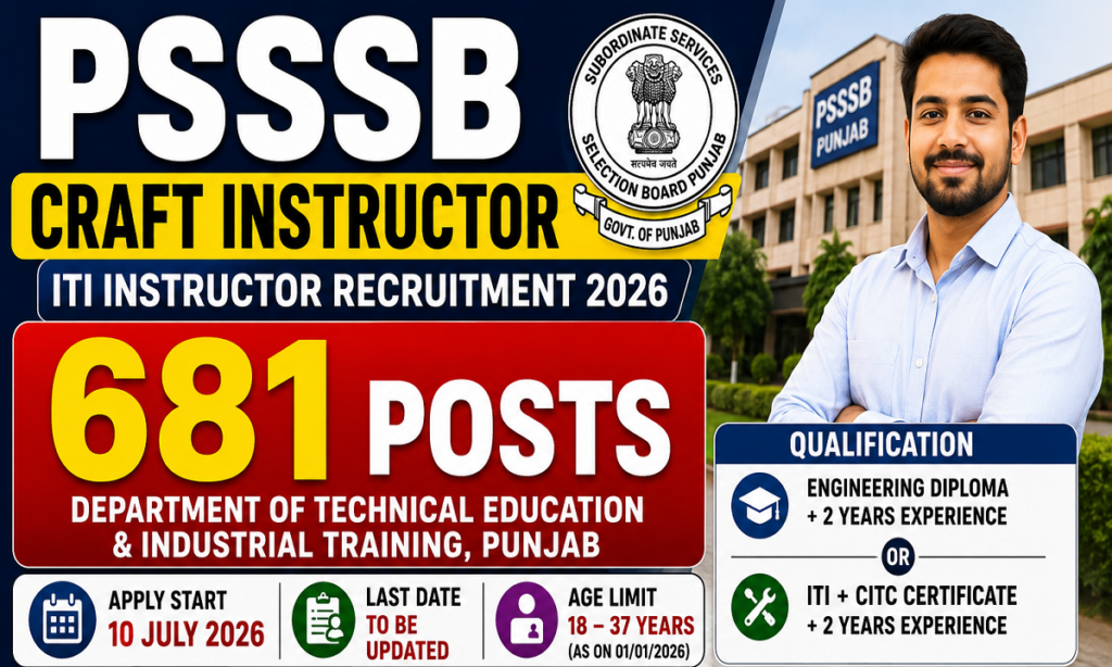 PSSSB Craft Instructor Recruitment 2026